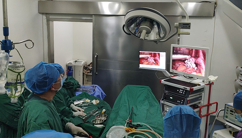 Gynecological Laparoscopic Ovarian Cyst Pedicle Torsion Operation